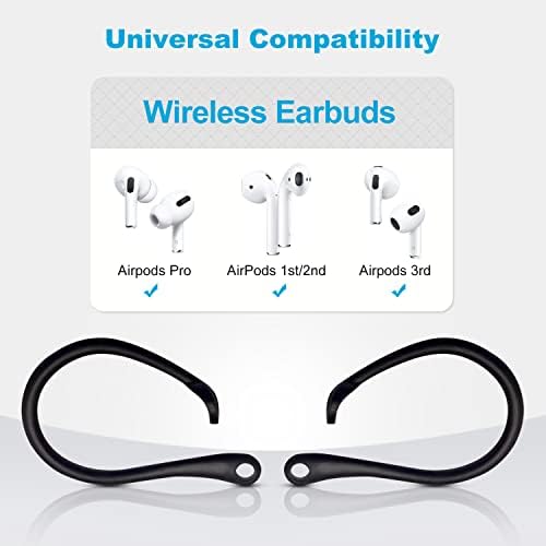 זוגות Tonegod ווים אוזניים מתאימים ל- AirPods Pro | AirPods 1, 2, 3 ווים אוזניים עמידות נגד TPU נגד